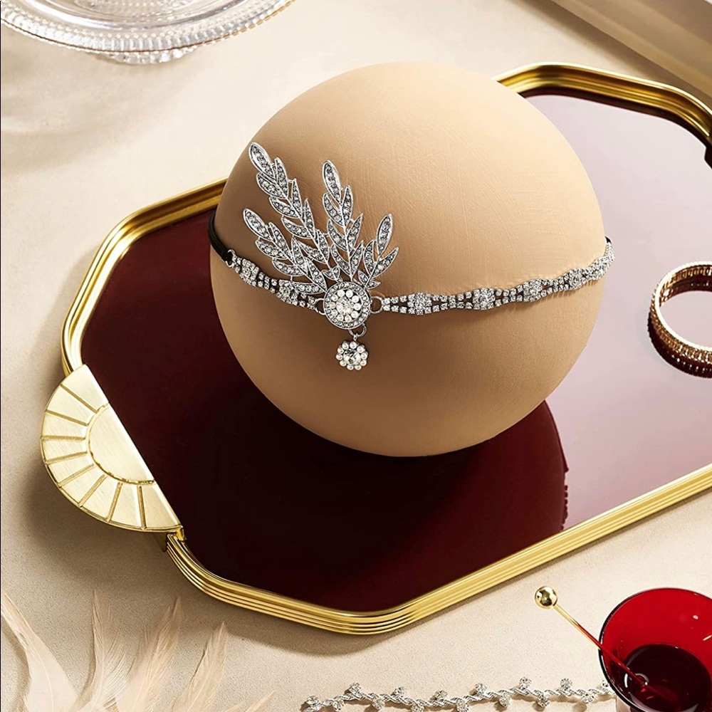 (2/$40) 1920's Flapper Inspired Leaf Medallion Headpiece